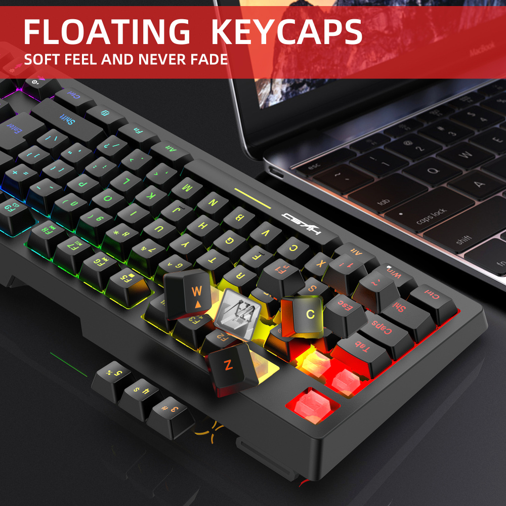2.4G wireless RGB backlit gaming film keyboard and mouse set