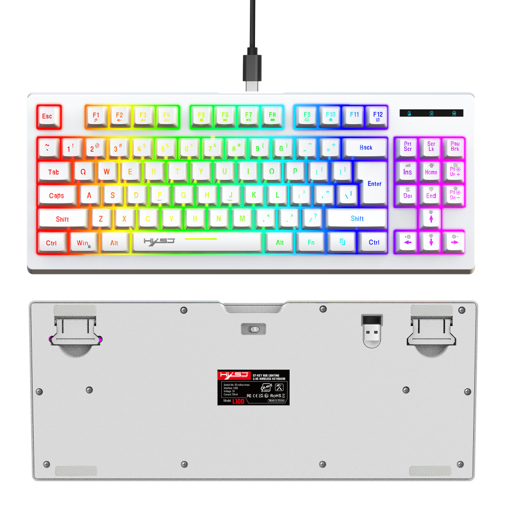 2.4G wireless RGB backlit gaming film keyboard and mouse set