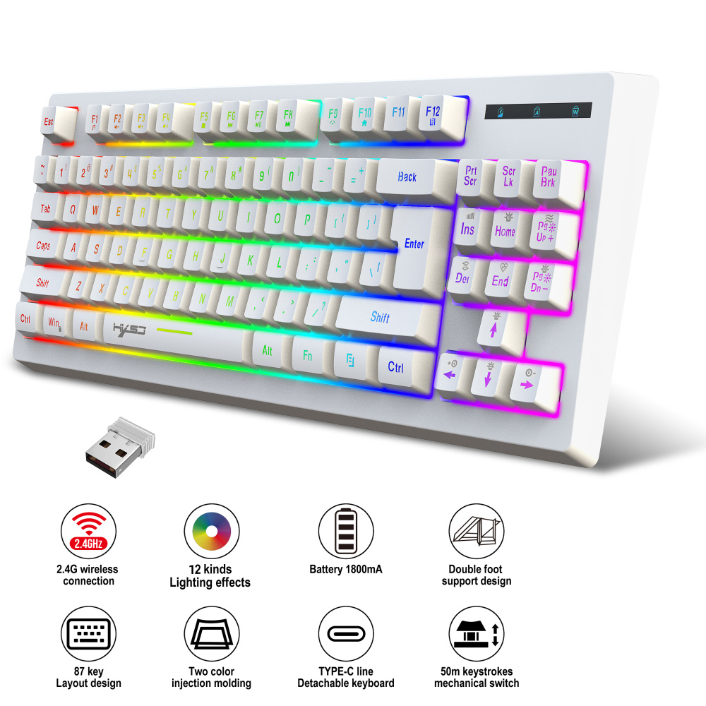 2.4G wireless RGB backlit gaming film keyboard and mouse set