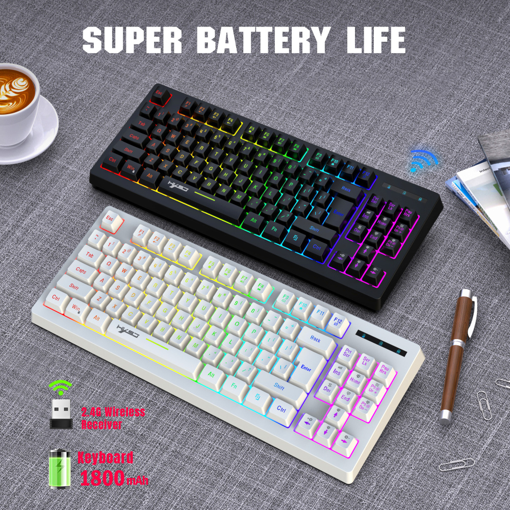2.4G wireless RGB backlit gaming film keyboard and mouse set