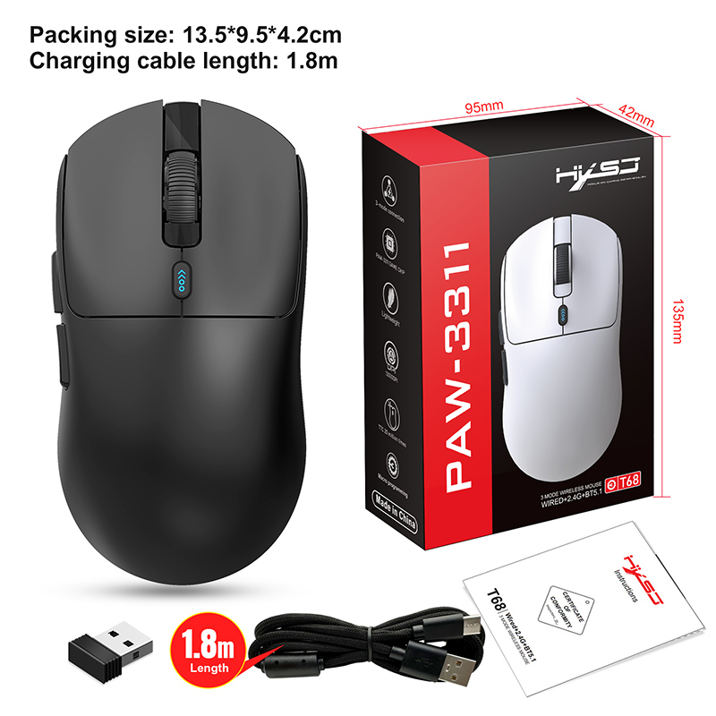 Wired+2.4G+Bluetooth 5.1 the third mock examination lightweight game mouse
